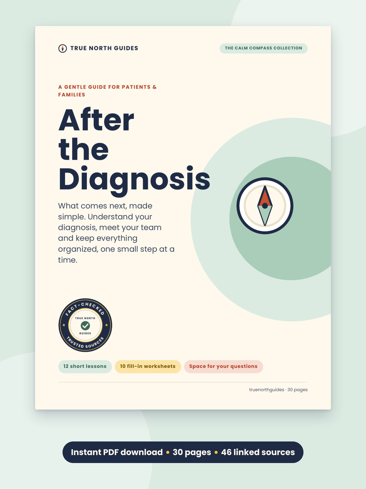 After the Diagnosis guide cover: a gentle guide for patients and families, 30-page instant PDF download
