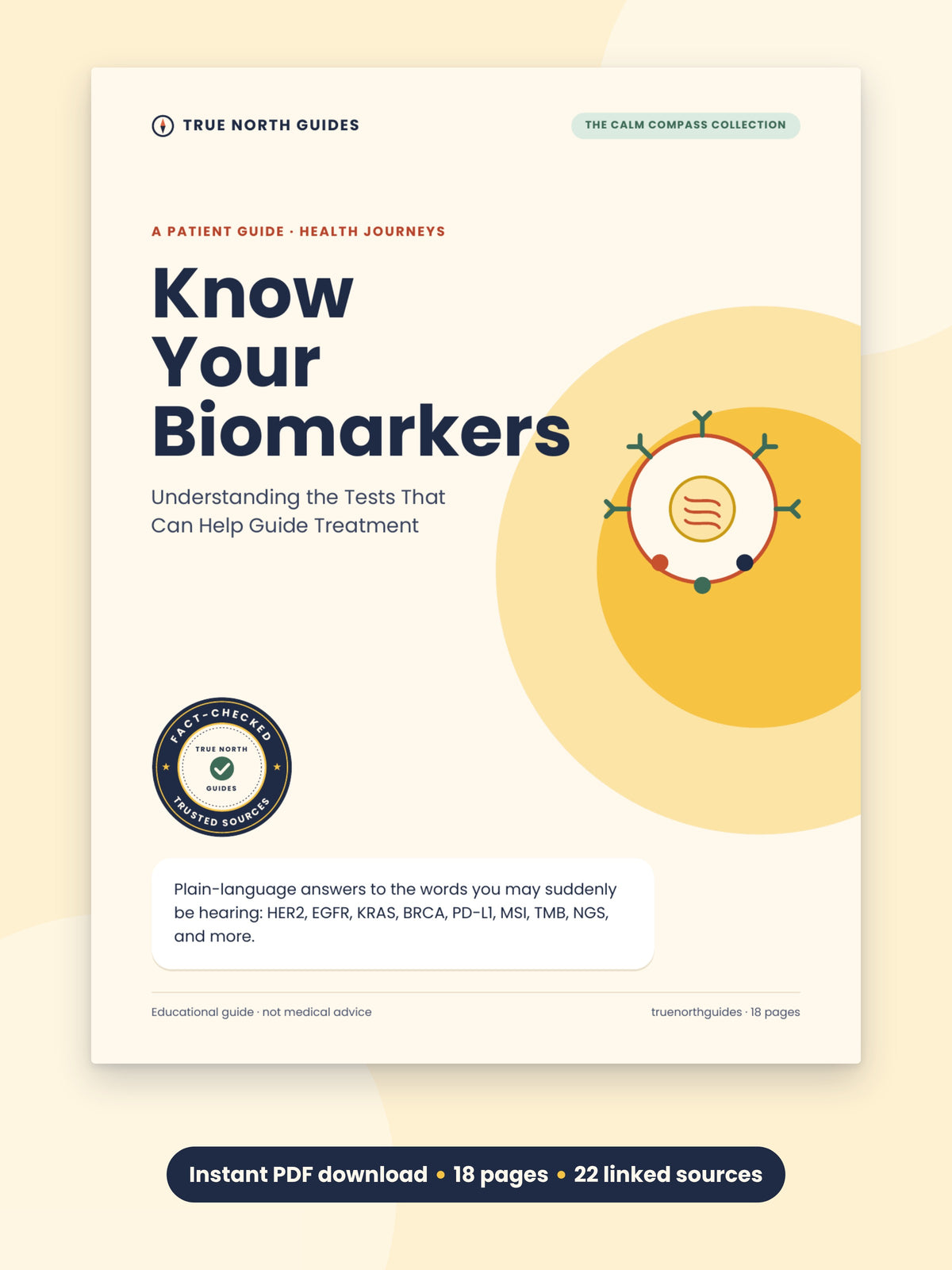 Know Your Biomarkers guide cover: understanding the tests that guide treatment, 18-page instant PDF download