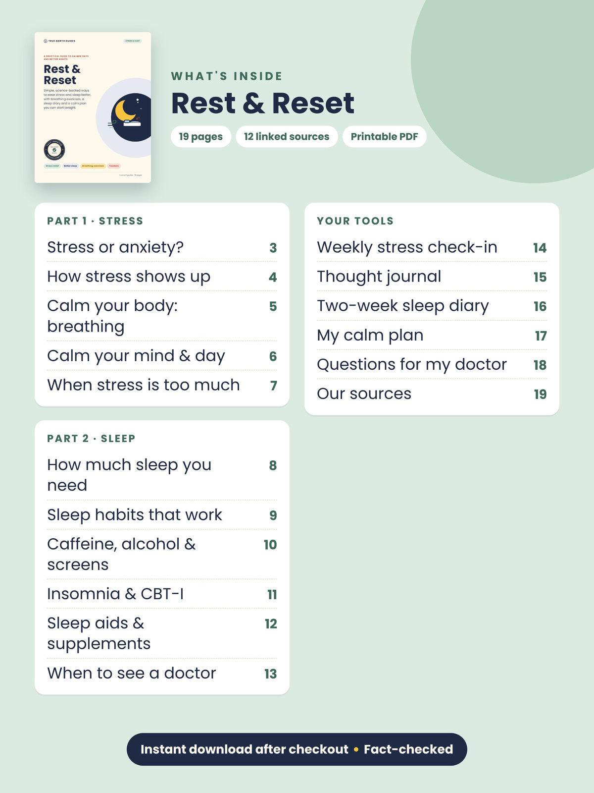 What's inside Rest & Reset: table of contents
